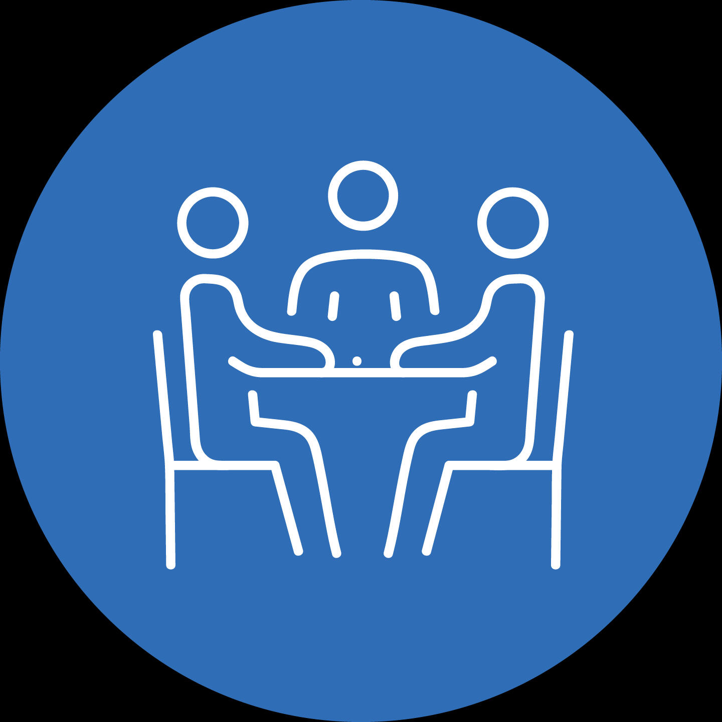Three people sitting at a table Three people sitting at a table